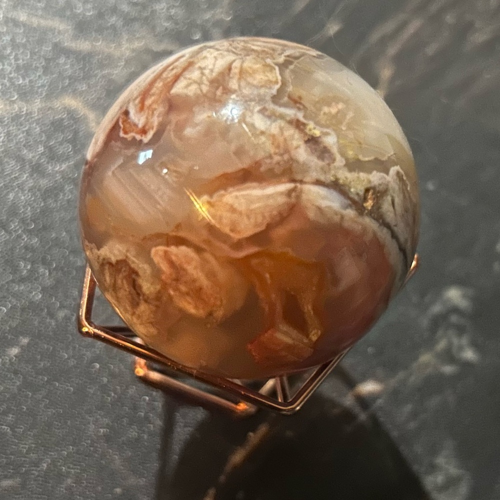 Gorgeous Flower Agate Crystal Sphere with Stand